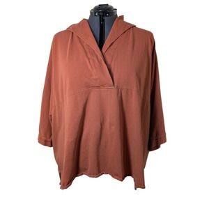 Vintage 2000s Ulla Popken Rust Orange Short Sleeve V-Neck Oversized Tunic 28/30